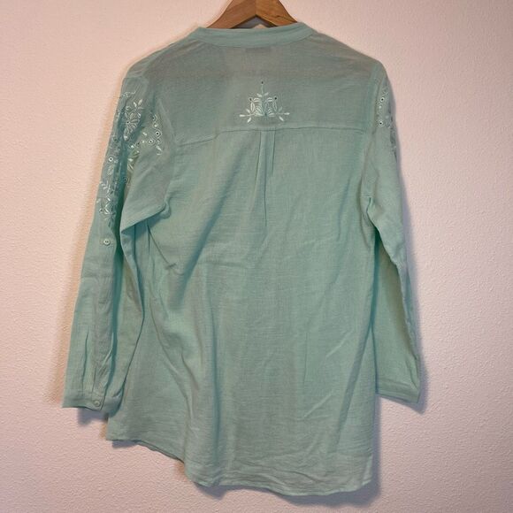 Soft Surroundings Glam Gauze Embroidered Pintuck Pleat Blouse Size Medium - Picture 5 of 7